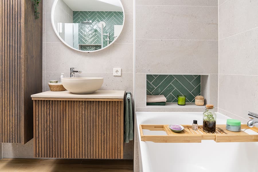 Waskom in de badkamer