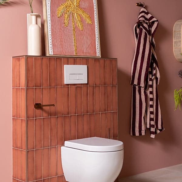 Roze gekleurd toilet