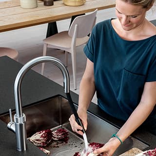 Kokend waterkraan met flexslang